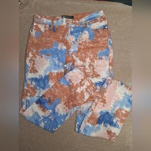 Colorful Abstract Print Jeans